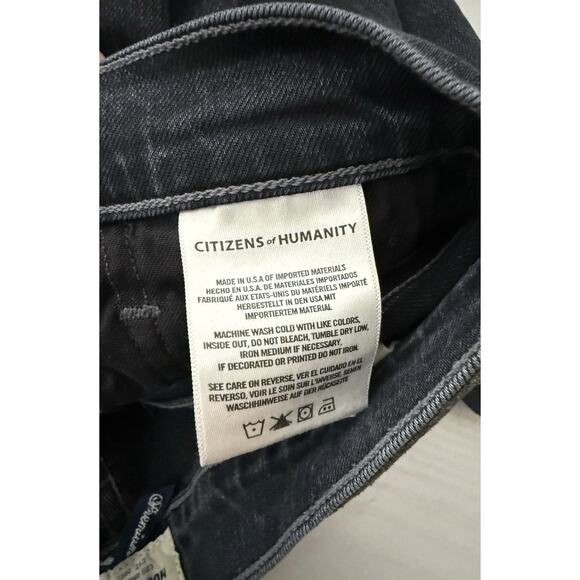 Citizen of Humanity Demy Cropped Flare Mid-Rise Jean Woman’s 26 Distressed Black - Picture 4 of 5
